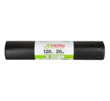 Мешки для мусора ПВД 120л 40мкм 20шт/рул черные 70х110см особо проч Акос