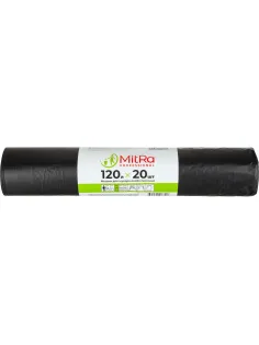 Мешки для мусора ПВД 120л 40мкм 20шт/рул черные 70х110см особо проч Акос