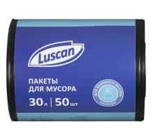Мешки для мусора ПВД 30л 25мкм 50шт/рул черные 50x70см Luscan