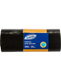 Мешки для мусора ПВД 200л 80мкм 20шт/рул черн 90х130см Luscan