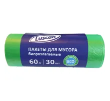Мешки для мусора ПНД 60л 12мкм 30шт/рул зеленые 58x68см Luscan Bio