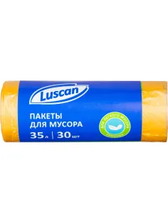 Мешки для мусора ПНД 35л 8мкм 30шт/рул желтый 48х58см Luscan