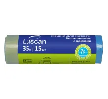 Мешки для мусора ПНД 35л 12мкм 15шт/рул синие 50х60см Luscan Bio с зав