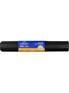 Мешки для мусора ПВД 240л 65мкм 10шт/рул черные 85х130см Luscan