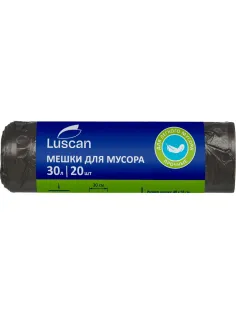 Мешки для мусора ПНД 30л 6мкм 20шт/рул черные 48х58см Luscan
