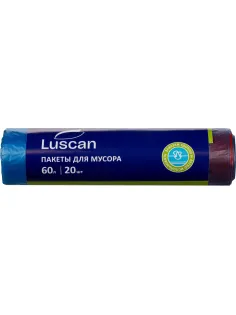 Мешки для мусора ПНД 60л 30мкм 20шт/рул синие 60x70см Luscan с завязками