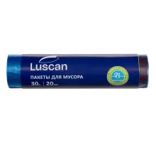 Мешки для мусора ПНД 30л 25мкм 20шт/рул синие 50x60см Luscan с завязками