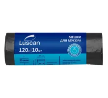 Мешки для мусора ПВД 120л 25мкм 10шт/рул черные 67х100см Luscan