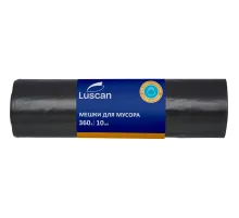 Мешки для мусора ПВД 360л 60мкм 10шт/рул черные 110х140см Luscan