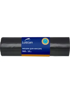 Мешки для мусора ПВД 360л 60мкм 10шт/рул черные 110х140см Luscan