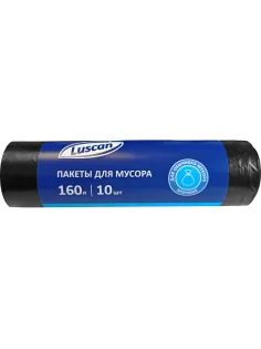 Мешки для мусора ПСД 160л 40мкм 10шт/рул черный 80x102см Luscan