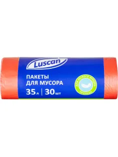 Мешки для мусора ПНД 35л 8мкм 30шт/рул красный 48х58см Luscan