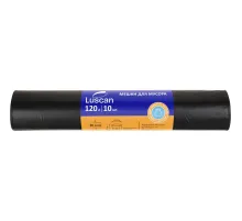 Мешки для мусора ПВД 120л 80мкм 10шт/рул черные 70x110см Luscan