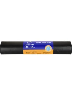Мешки для мусора ПВД 120л 80мкм 10шт/рул черные 70x110см Luscan