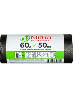 Мешки для мусора 60 л, 60х80см 50 шт/рул 7 мкм (ПНД)(чер.)
