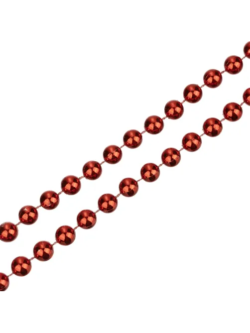 Бусы новогодние на елку Яркий праздник,  d 1 см, длина 1,8 м, красн НУ-0052
