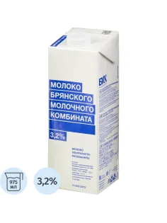 Молоко БМК ультрапастеризованное  3,2%,975 мл