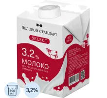 Молоко Деловой Стандарт ультрапастеризованное 3,2%, 500 мл