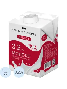 Молоко Деловой Стандарт ультрапастеризованное 3,2%, 500 мл