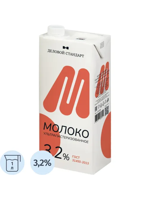Молоко Деловой стандарт ультрапастеризованное 3,2% 1л