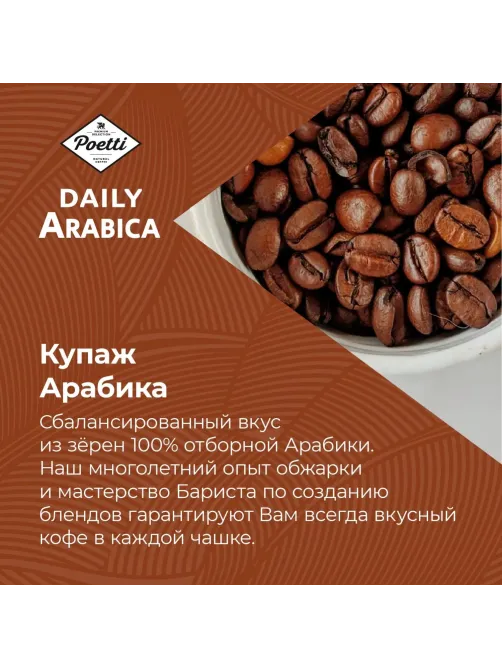 Кофе Poetti Daily Arabica молотый, для чашки, 250г
