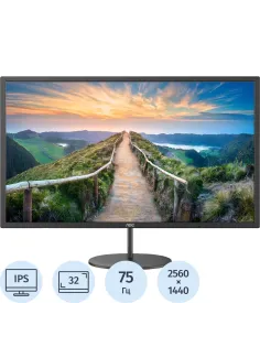 Монитор AOC (Q32V4)32/WQHD/IPS/75Hz/250cd/4ms/HDMI/DP