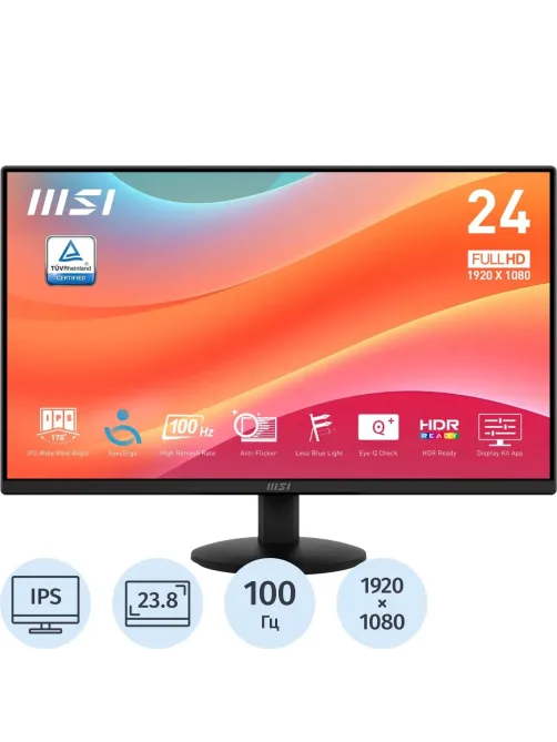 Монитор MSI 23,8 PRO MP242L Black IPS, 1920x1080 100Hz, HDMI, DP, Tilt