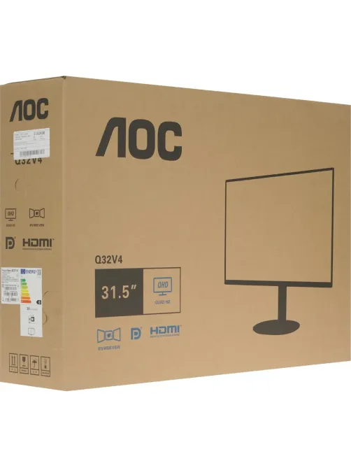 Монитор AOC (Q32V4)32/WQHD/IPS/75Hz/250cd/4ms/HDMI/DP