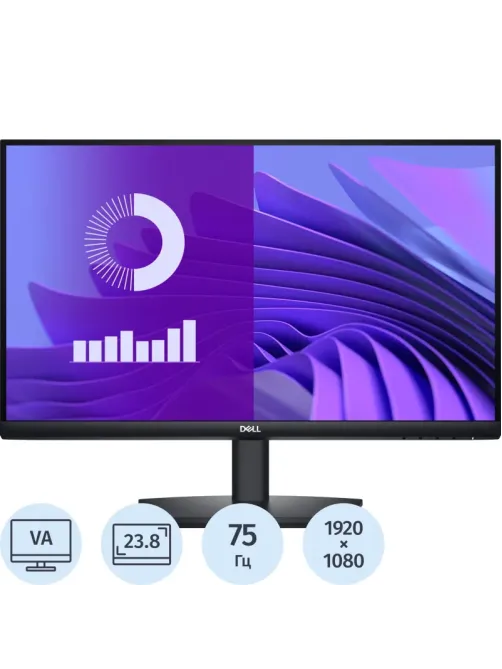 Монитор Dell 23.8 E2425HS VA LED 5ms HDMI HAS Piv 250cd FHD 75Hz VGA DP