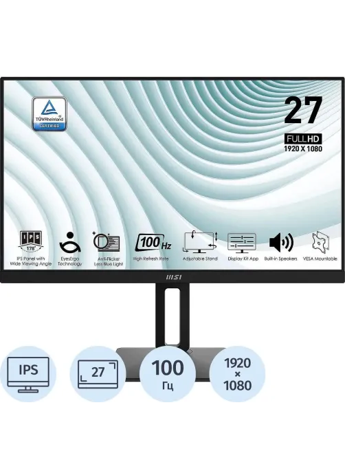Монитор MSI Pro MP271AP (9S6-3PA29T-086) 27/FHD/IPS/100Hz/300cd/1ms/VGA/DP