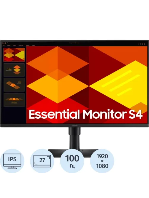 Монитор Samsung 27 S4 S27D400GAUXEN IPS/FHD/HAS Piv/100Гц/DP/HDMI/USB/черн