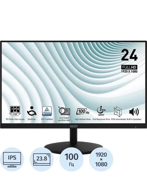 Монитор MSI PRO MP242A (9S6-3PA1CT-205)23.8/FHD/IPS/100Hz/300cd/1ms