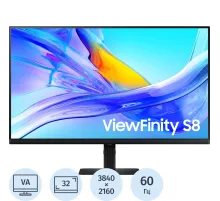 Монитор Samsung 32 LS32D804UAIXCI 4K/VA/60Гц/DP/HDMI/USB/USB-C/LAN, HAS