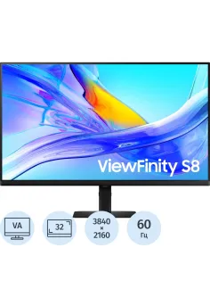 Монитор Samsung 32 LS32D804UAIXCI 4K/VA/60Гц/DP/HDMI/USB/USB-C/LAN, HAS