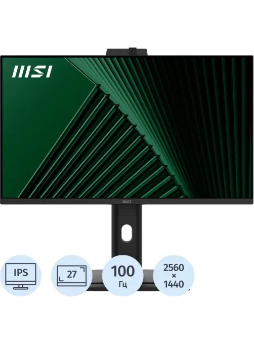 Монитор MSI 27 PRO MP275QPDG Black,IPS,2560x1440,100Hz,HDMI,DP,USB-C,Webcam