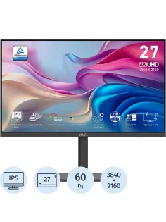 Монитор MSI Modern MD272UPHG 27 UHD(3840x2160) IPSHDMI,DP,USB-C,,60Hz,Black