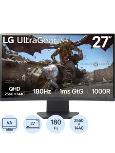 Монитор LG 27GS60QC-B 27 Curved VA/QHD/180Hz/1ms/2xHDMI/DP/300сd