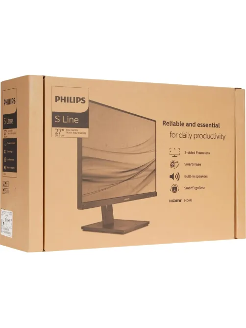 Монитор 27 PHILIPS 272S1M0 Black  (IPS, FHD, 75Hz, 4 ms, 50M:1, DVI)