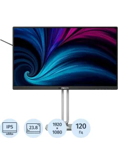 Монитор Philips 24B2U4301 23.8 FHD/IPS/120Гц/DP/HDMI/USB/HAS Piv/черный