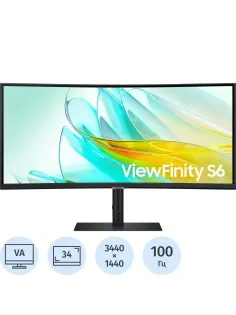 Монитор Samsung 34 LS34C650UAIXCI 1000R, 21:9/VA/UHD/100Гц/HDMI/DP/HAS