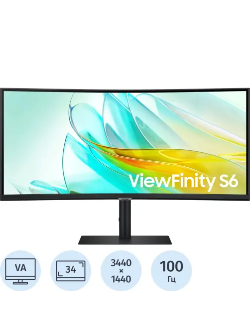 Монитор Samsung 34 LS34C650UAIXCI 1000R, 21:9/VA/UHD/100Гц/HDMI/DP/HAS