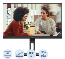 Монитор AOCv27 FHD, IPS,VGA, HDMI, DP, 100Hz(27E3QAF)