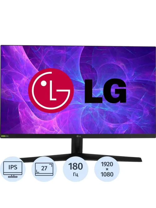 Монитор LG (27GS60F-B.ARUZ)27/FHD/IPS/180Hz/300cd/1ms/HDMI/DP