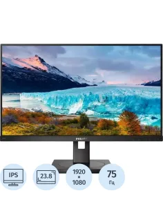 Монитор Philips 242S1AE 23.8 FHD/IPS/75Гц/HAS Piv/VGA/DP/DVI/HDMI/черн