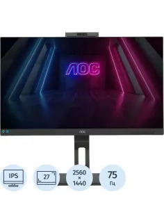 Монитор AOC 27 Q27P3CV QHD/IPS/75Гц/2xHDMI/DP/pivot/черный