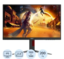 Монитор AOC 24G4HA 23.8 FHD/IPS/200Гц/300cd/2xHDMI/DP/Pivot черный