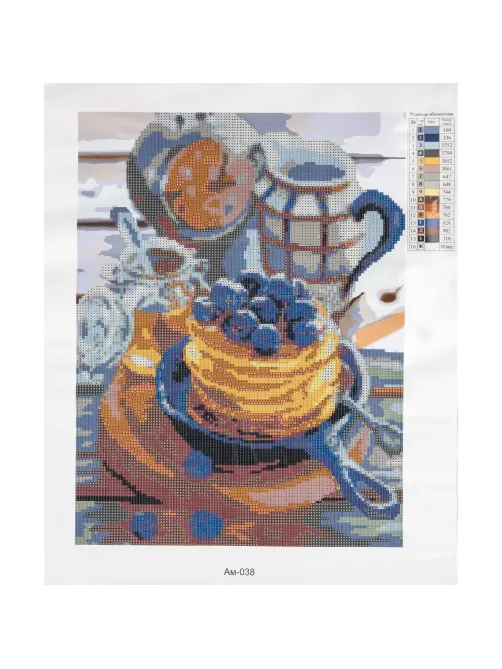 Алмазная мозаика 30x40см(частичное заполнение)Черничные панкейкиАм-038