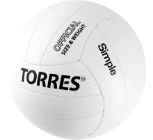 Мяч вол. TORRES Simple, V32105, р.5, синт.кожа (ТПУ), маш. сшивка,бел-чер