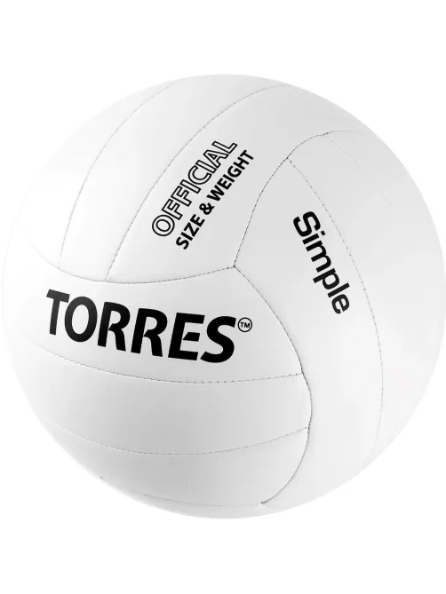 Мяч вол. TORRES Simple, V32105, р.5, синт.кожа (ТПУ), маш. сшивка,бел-чер
