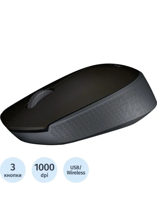 Мышь компьютерная Logitech USB OPTICAL WRL M171 BLACK